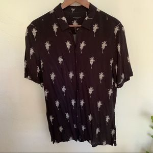 Mens All Saints Black Short Sleeve Button Down. Size Medium.